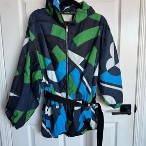 Tory Burch Kids Jacket in Green, Blue, and Black